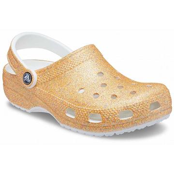 Crocs Classic Glitter Women's Clogs Orange / Gold | Australia 0124ZUTG